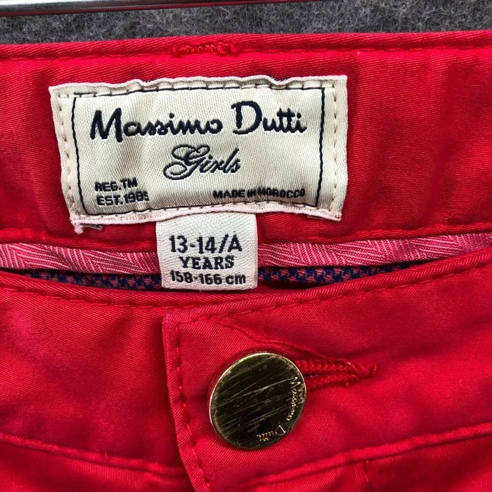 Massimo Dutti Girls 13/14 Skinny Jeans Red‎ Adjustable Waist Chino Pant Youth